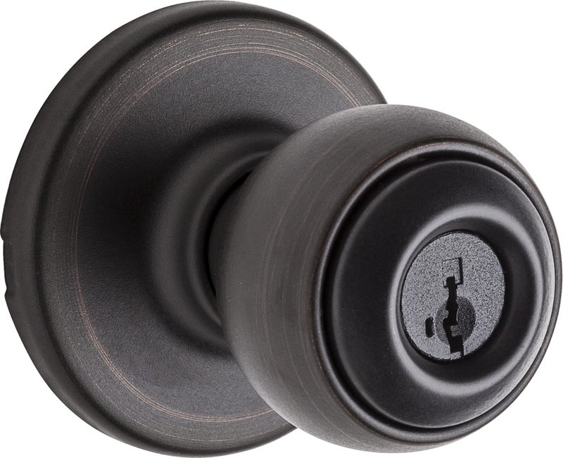 Kwikset Polo Entry Door Knob with Lock and Key  Secure Keyed Handle Exterior Doorknob  Front Entrance and Bedroom  Venetian Bronze  Pick Resistant SmartKey Rekey Security - Image 1